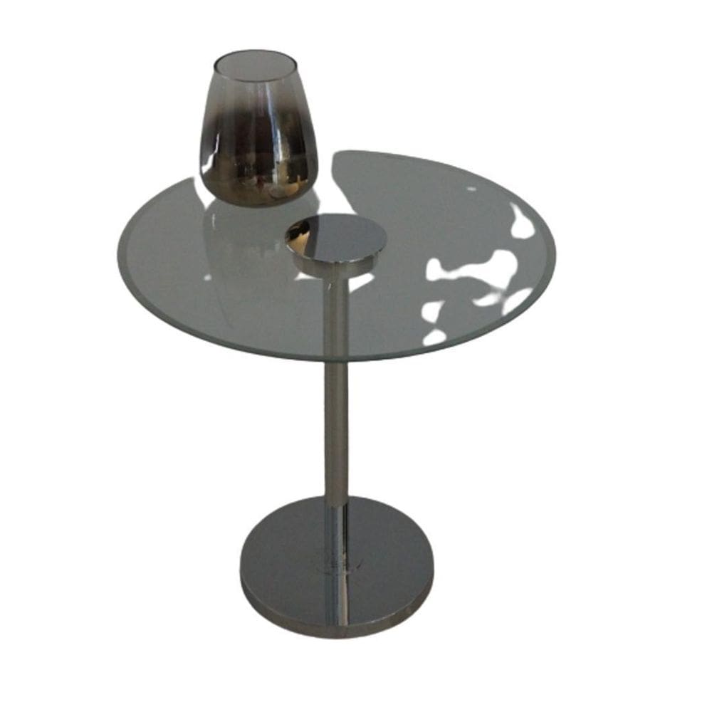 Mesa E Luminária De Chão Eros Led - Rgb Vidro Base Cromada