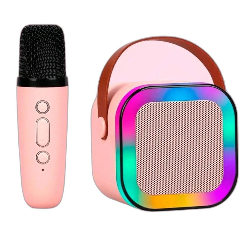 Caixa Som Karaokê Infantil Bluetooth Microfone Sem Fio Led