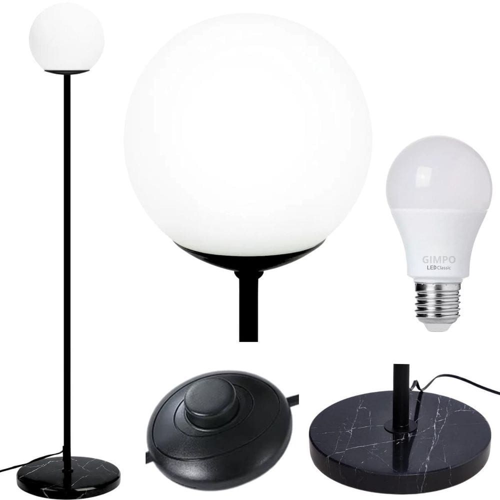 Luminária Poste Piso 169Cm Jabuticaba Mármore Globo Gimpo