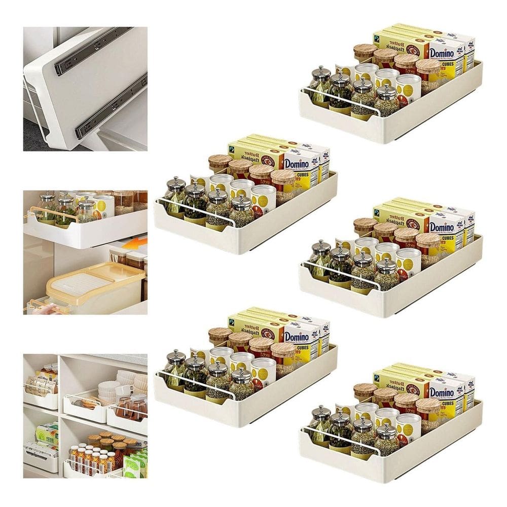 Kit 5 Gavetas Deslizantes Embutidas Armário De Cozinha 30Cm
