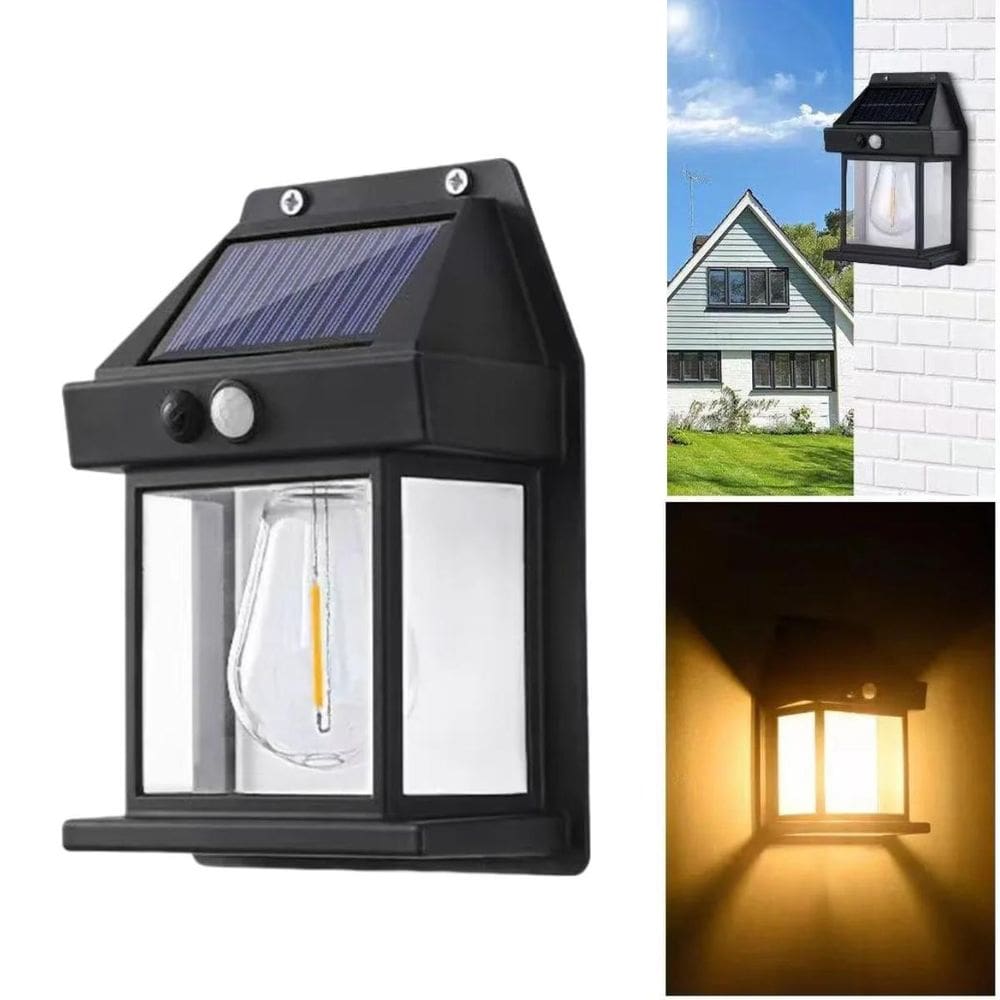 Arandela Solar Com Sensor Noturno E Lâmpada Filamento Led