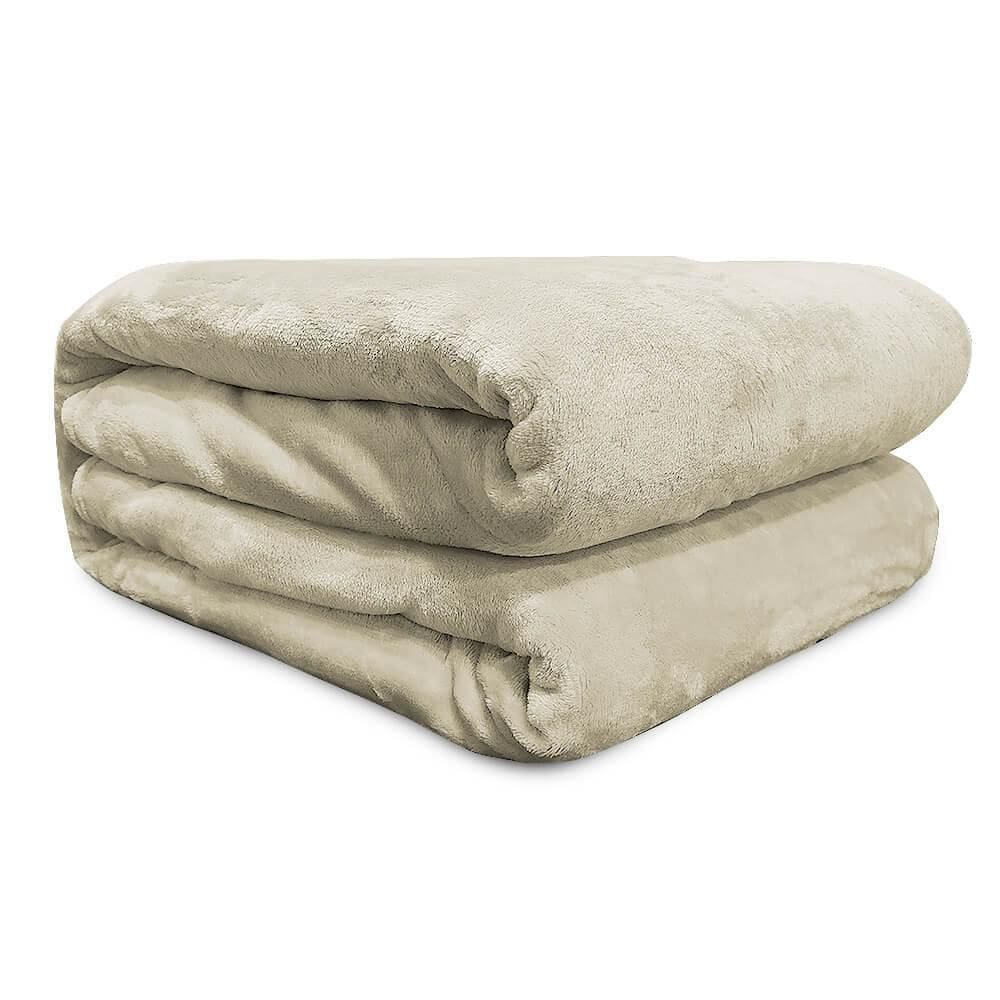 Cobertor Casal Flannel Liso Bege - Andreza