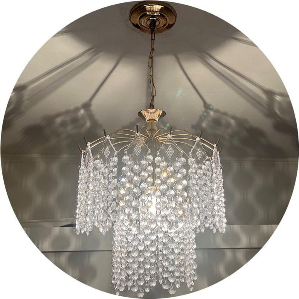 Lustre Pendente Cristal Acrílico Para Sala/Quarto Dourado