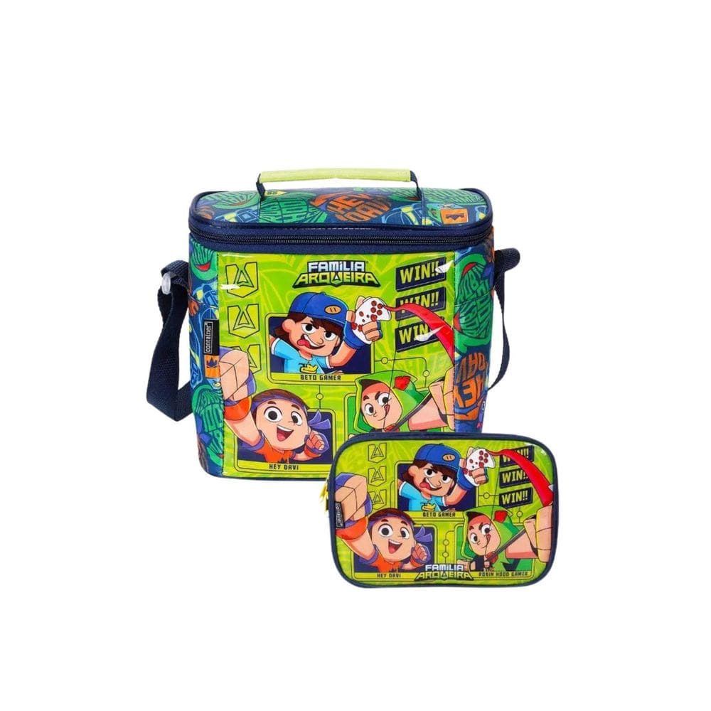 Combo Kit Escolar Lancheira + Estojo Box Família Arqueira