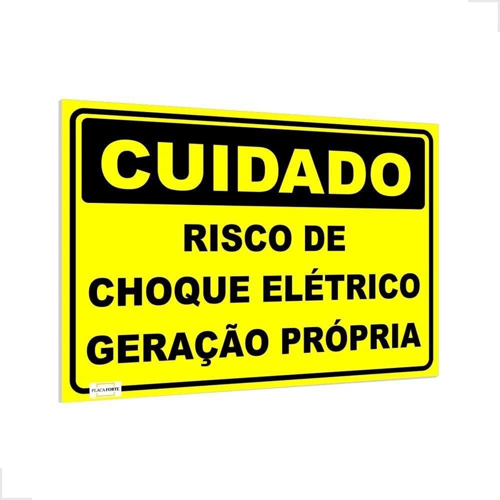 2X Placa Cuidado Risco De Choque Geração Própria 25X18 Ps 1M