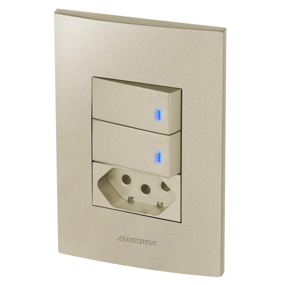 Conjunto 2 Interruptores Led + 1 Tomada 20A Inova Champanhe