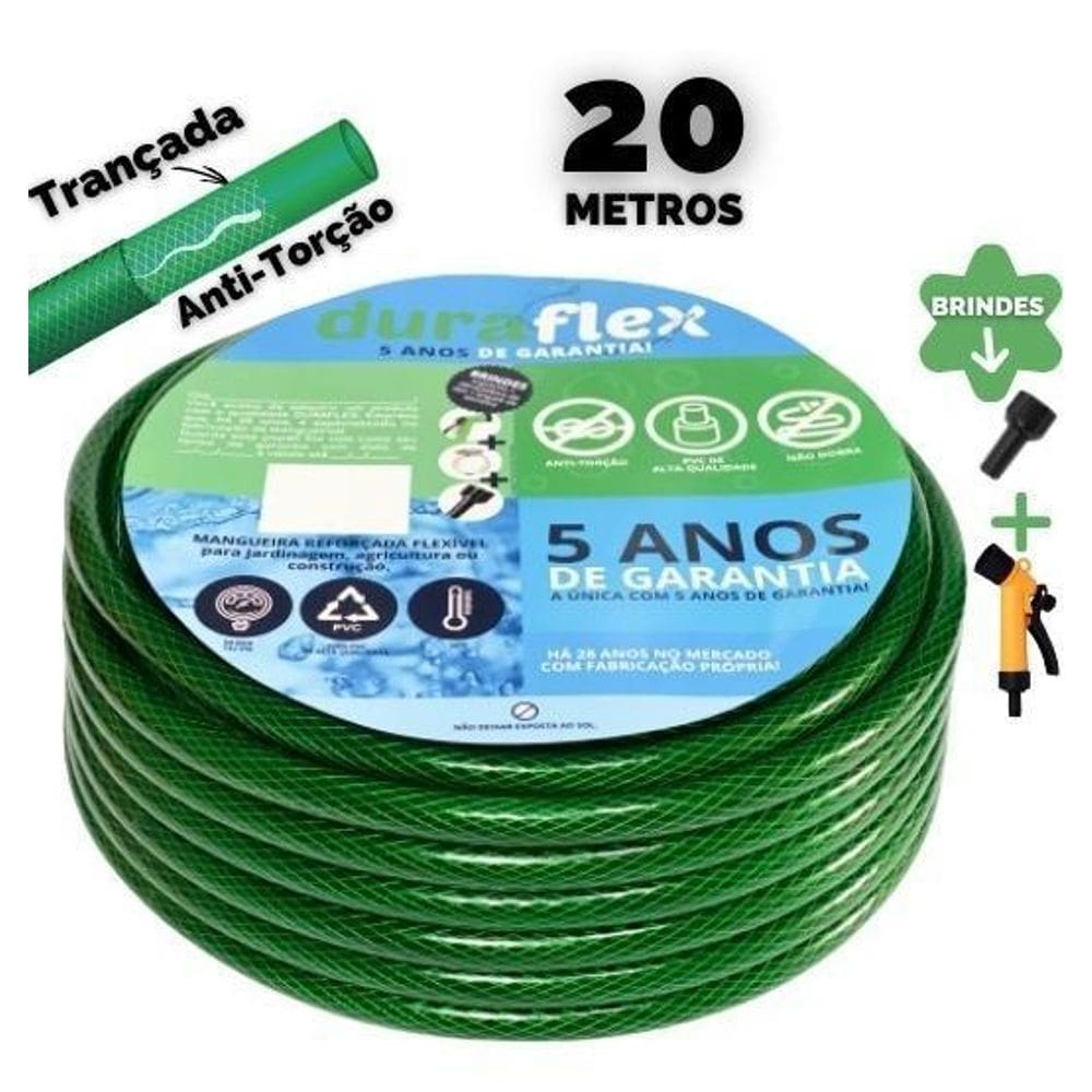 Mangueira Jardim Verde Trançada Antitorção 20 Metros