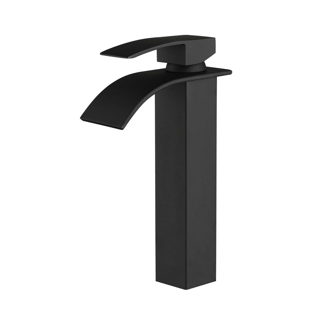Torneira Banheiro Lavatório Monocomando Longa Cascata Preta