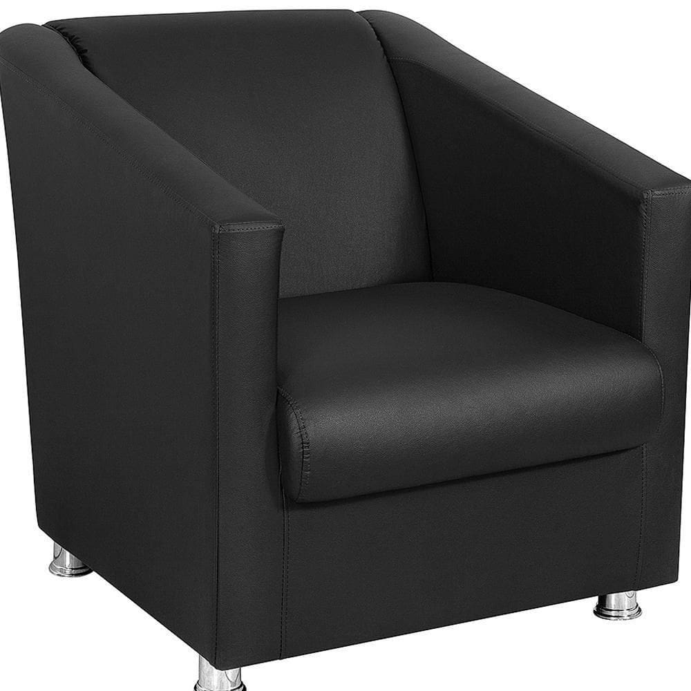 Poltrona Decorativa Bia Material Sintetico Preto Mpassos Corino Preto