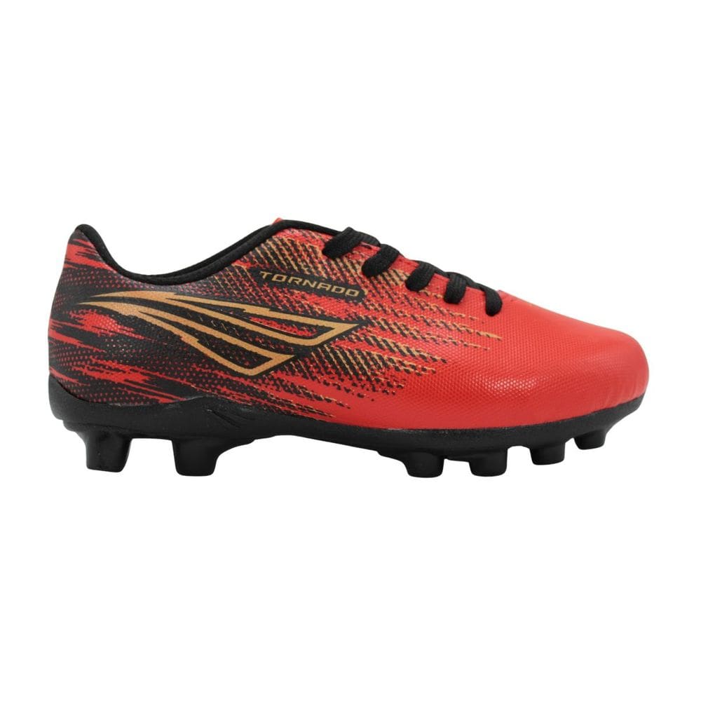 Chuteira Society Infantil Penalty Tornado Vermelho/Dourado/Preto
