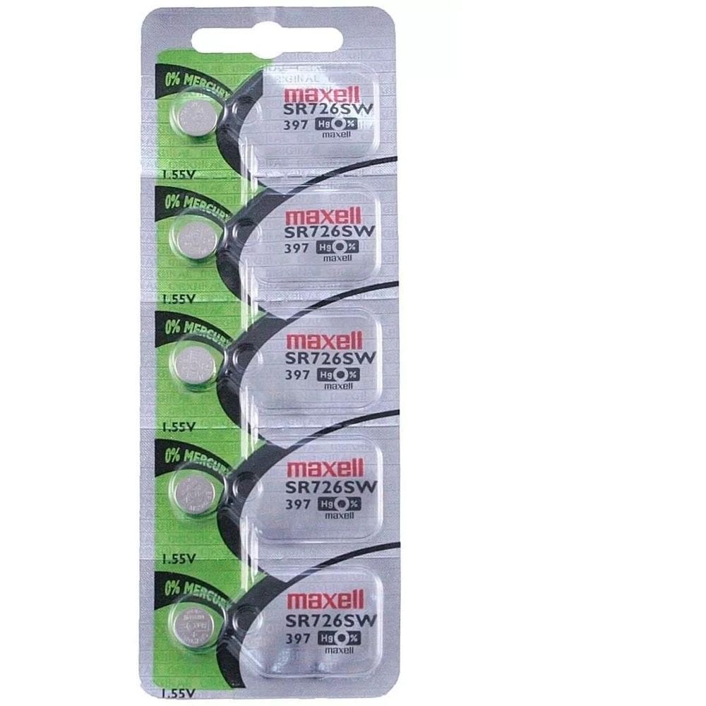 Bateria 397 Sr726Sw Maxell 1.55V Para Relógio C/5 Un