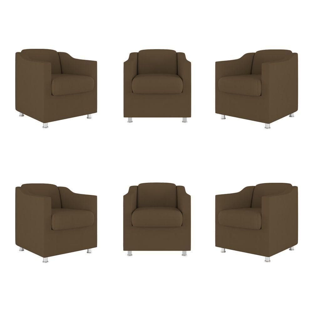 Kit 06 Poltronas Sala De Espera Suede Cor:marrom