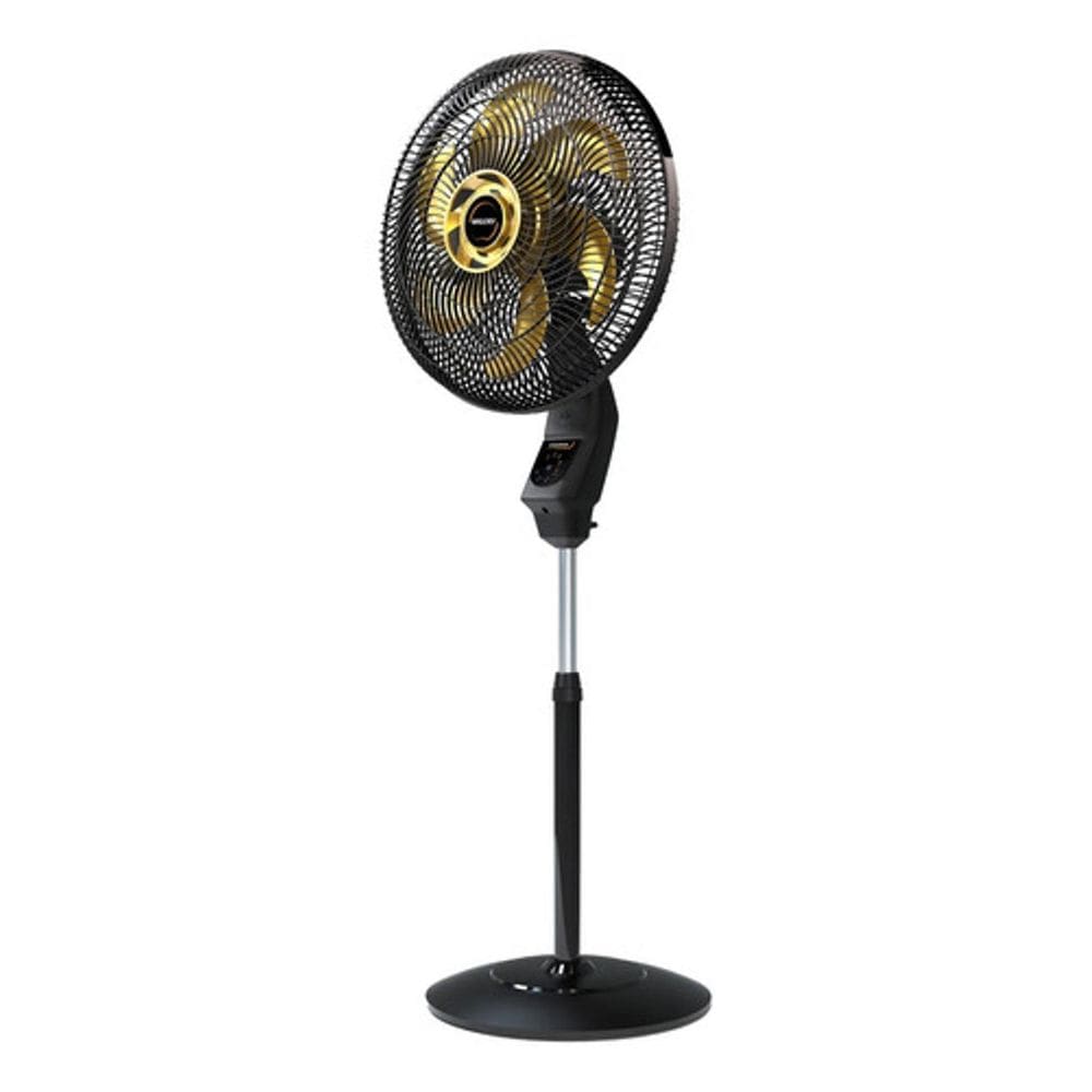Ventilador Coluna Mallory 6 Pás Preto E Dourado Chronos 220V