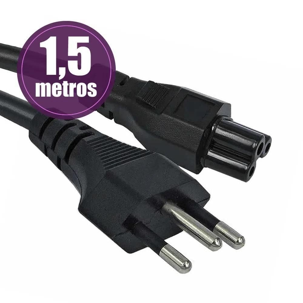 Cabo De Força Notebook Tripolar 1,50 Metros Preto 10A