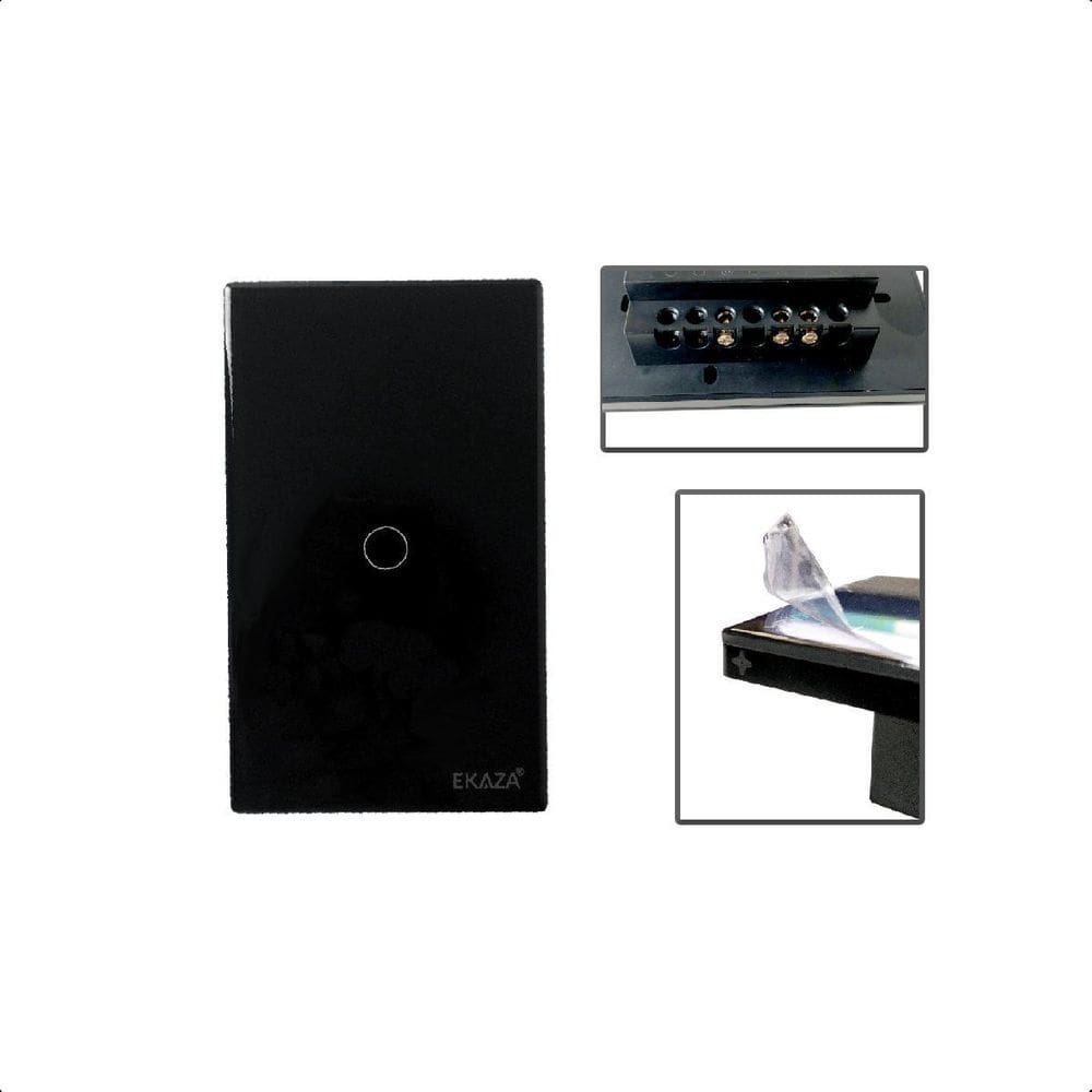 Interruptor Touch 2.5D Inteligente 1Botão Wifi Alexa - Preto