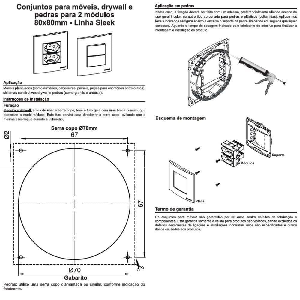 Tomada Dupla Para Móveis Pedra Margirius 10/20A + Usb Preta