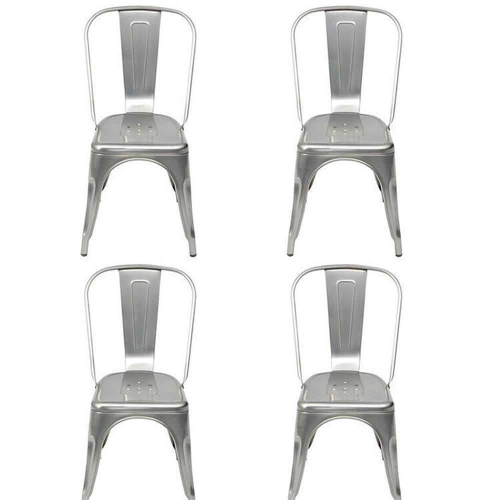 Kit 4 Cadeiras Titan em Aço com Pintura Epóxi Prata