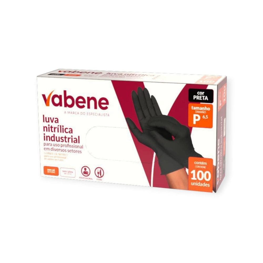 Luva Nitrilica Protecao Industrial Preta P 100Un