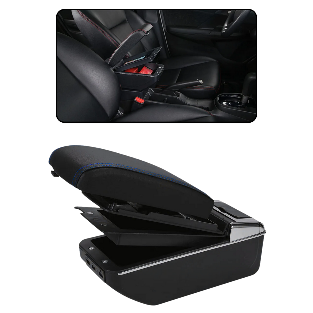 Console Apoio De Braço Universal Veicular Entrada Usb Azul