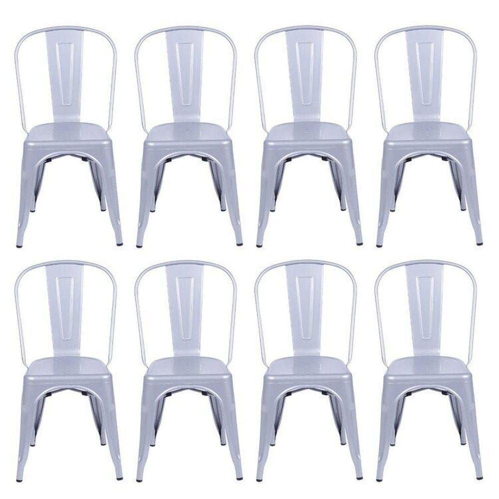 Kit 8 Cadeiras Titan em Aço com Pintura Epóxi Prata