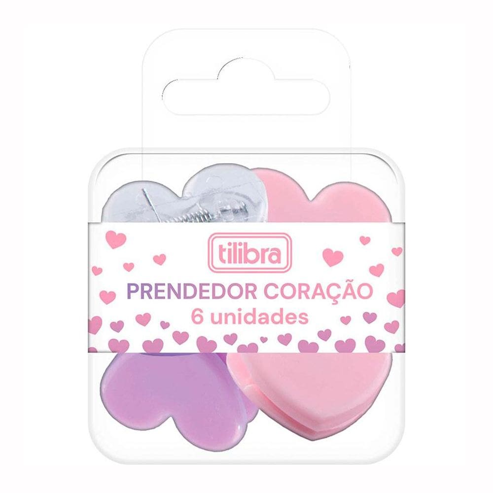Prendedor de papel 32mm Coração com 6 unidades - Tilibra