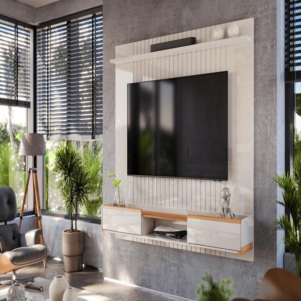 Painel Bancada Riade Off White Perolizado-jequitiba