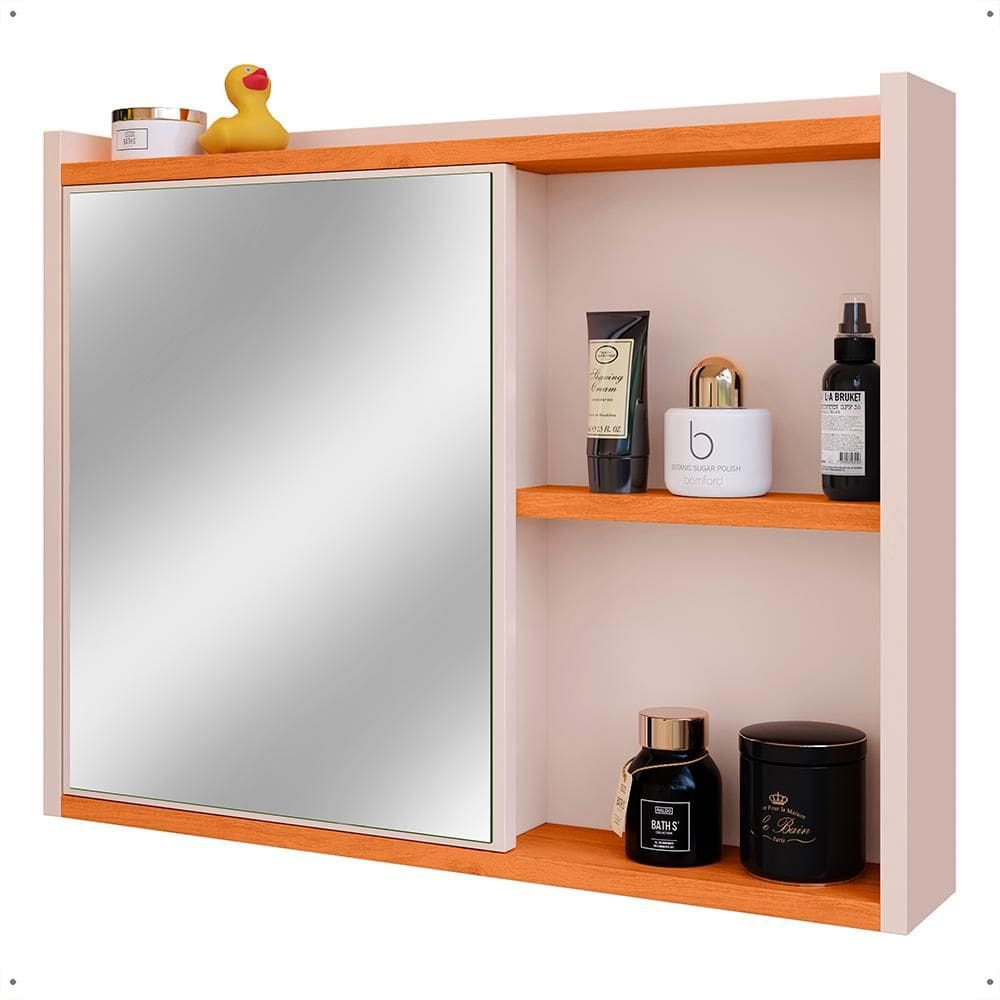 Espelheira Luxo Armarinho Banheiro Pequeno Espelho Porta Escova de Dente Prateleira Organizadora
