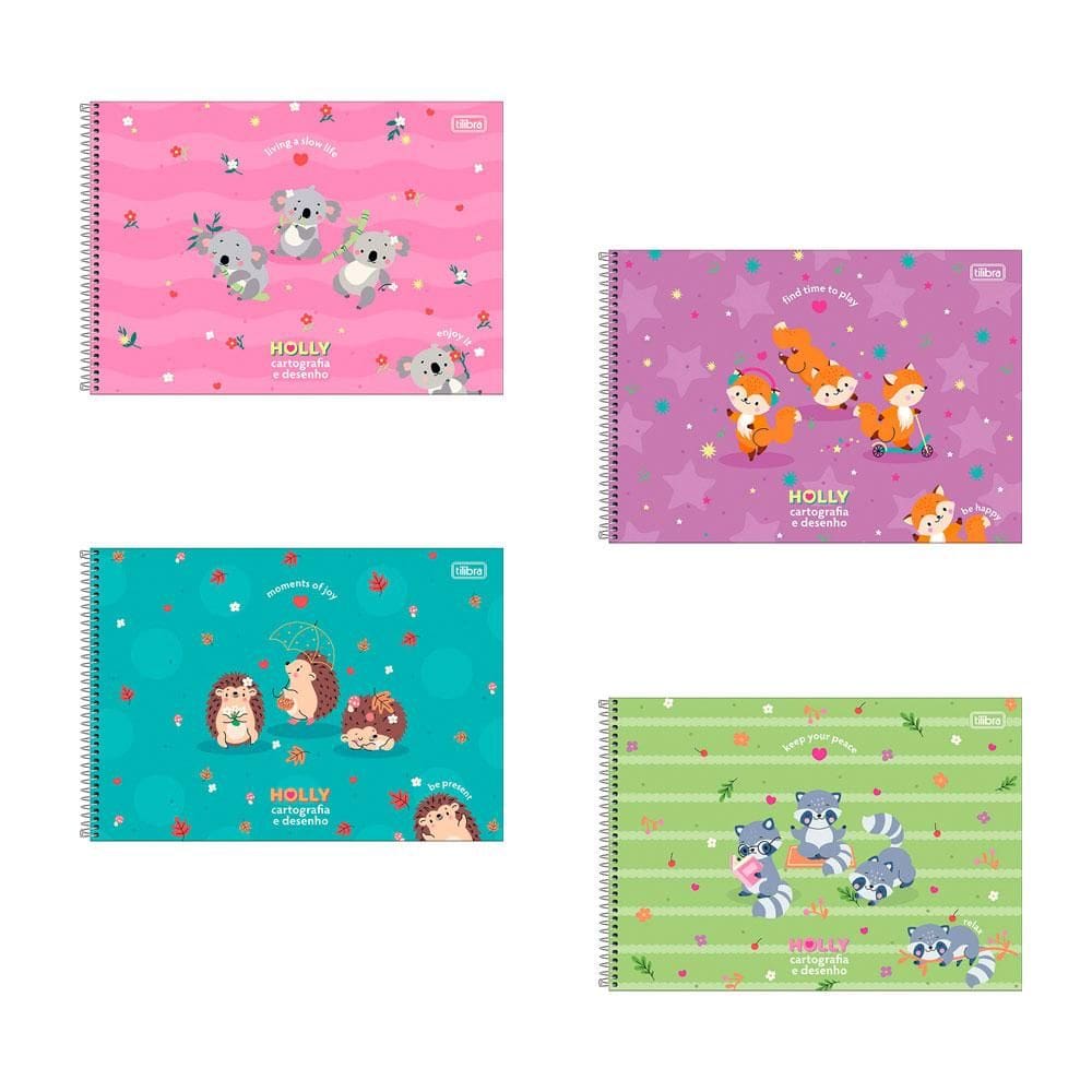 Caderno espiral capa dura cartografia 80fls Holly Tilibra