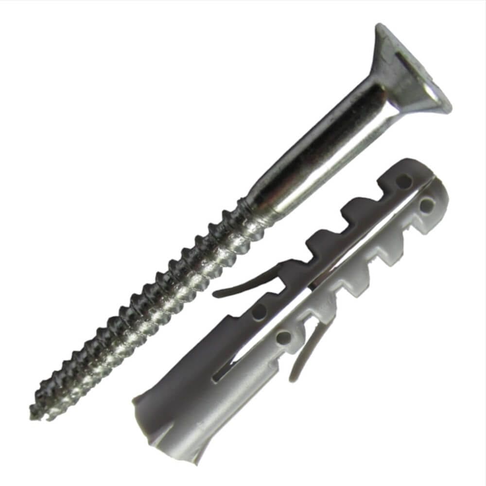 Bucha 8mm Nylon com Parafuso para Madeira Cabeça Chata 5,5x50 Cartela 05 Peças - PMB409 - FOXMIX