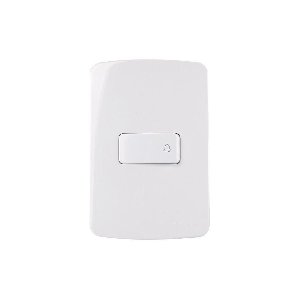 Interruptor Pulsador Para Campainha Margirius B3 10a Com Placa 4x2 Branco