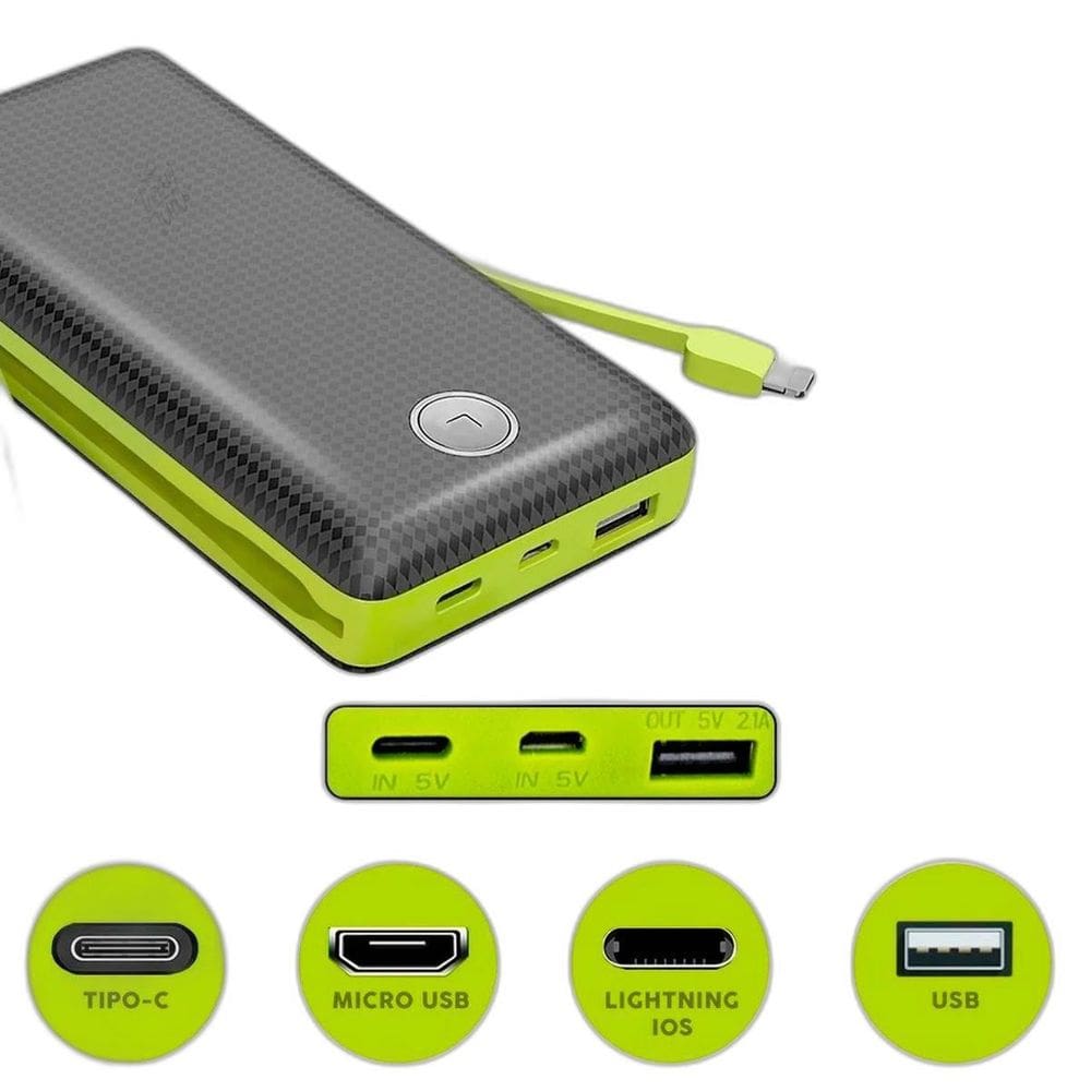 Power Bank Portátil 20000Mah Bateria Rápida E Duradoura