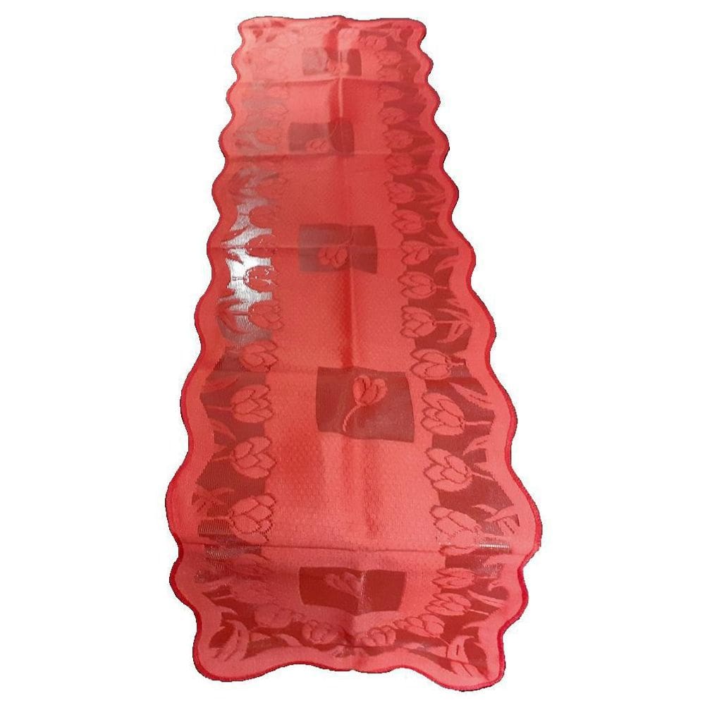 Caminho De Mesa Renda Suzigan Tulipas Vermelho 1,50M X 40Cm
