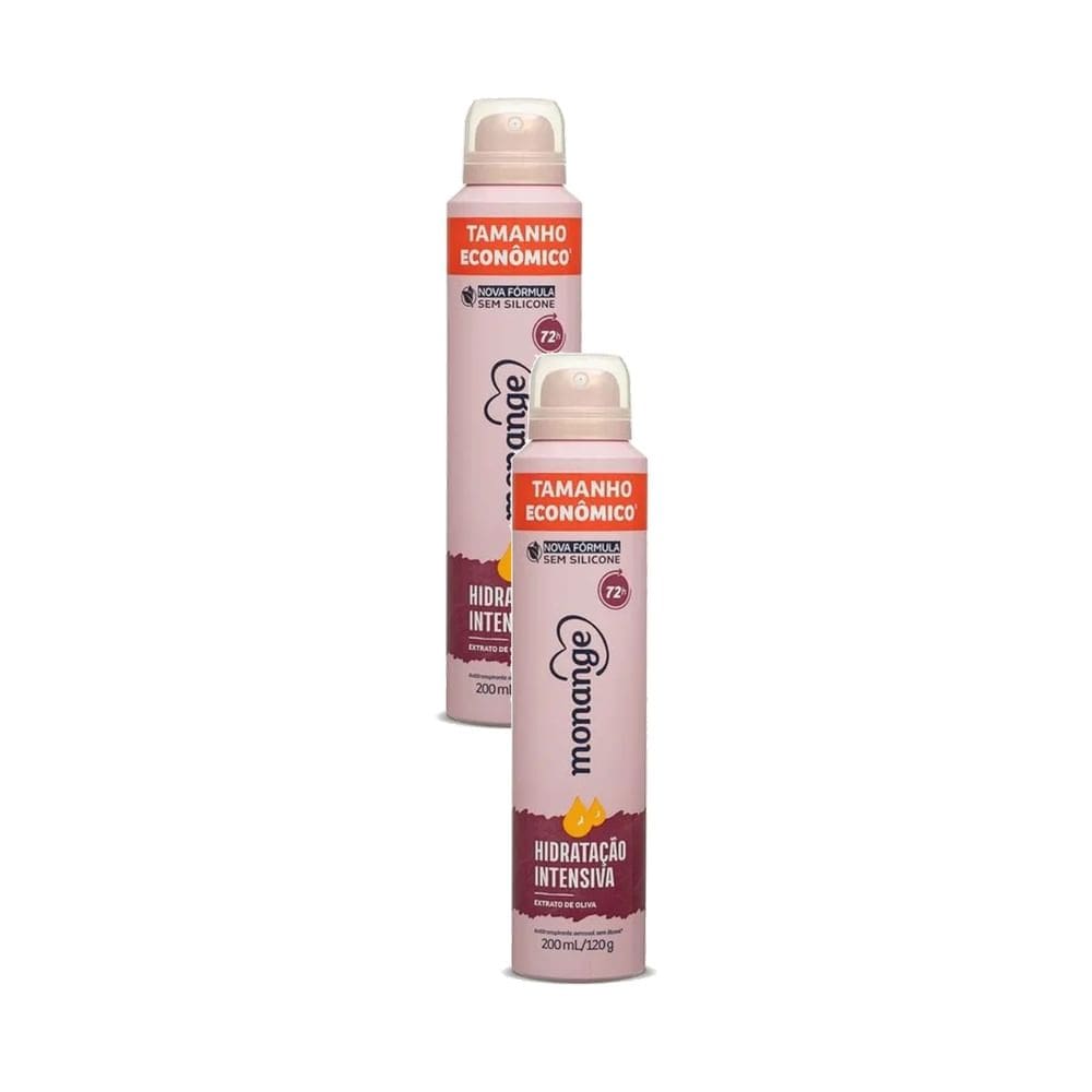 Kit 2 Desodorante Monange Hidratação Intensiva Aerossol Antitranspirante Feminino 200ml