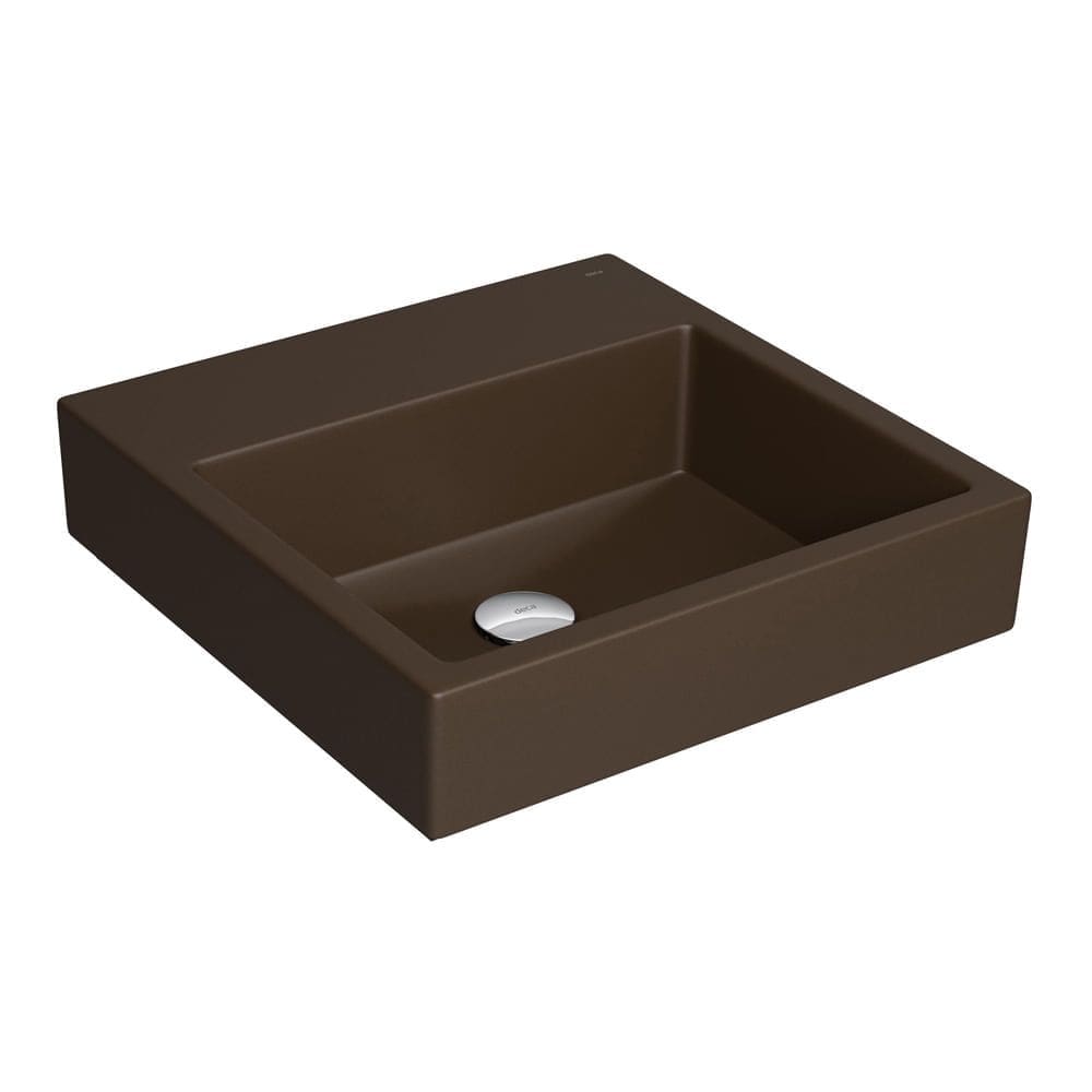 Cuba de Sobrepor Lavatório Quadrada com Mesa 41,5X41,5cm Marrom Fosco - L.735.22