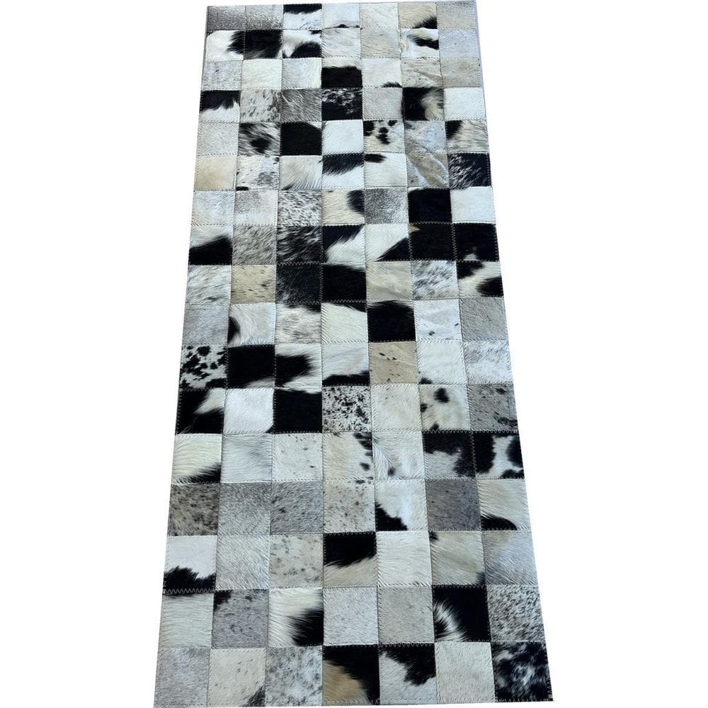 Tapete Couro Preto Branco Salino Amarelo 0,50X1,20 Sem Borda