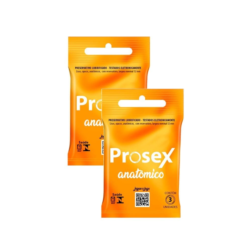 Kit 2 Preservativo Prosex Anatômico Lubrificado 3 Unidades