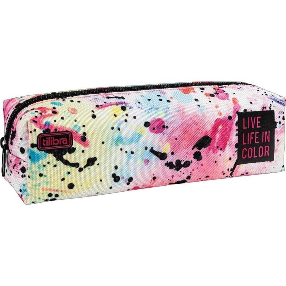 Estojo Simples M Academie Splashes Branco Tilibra