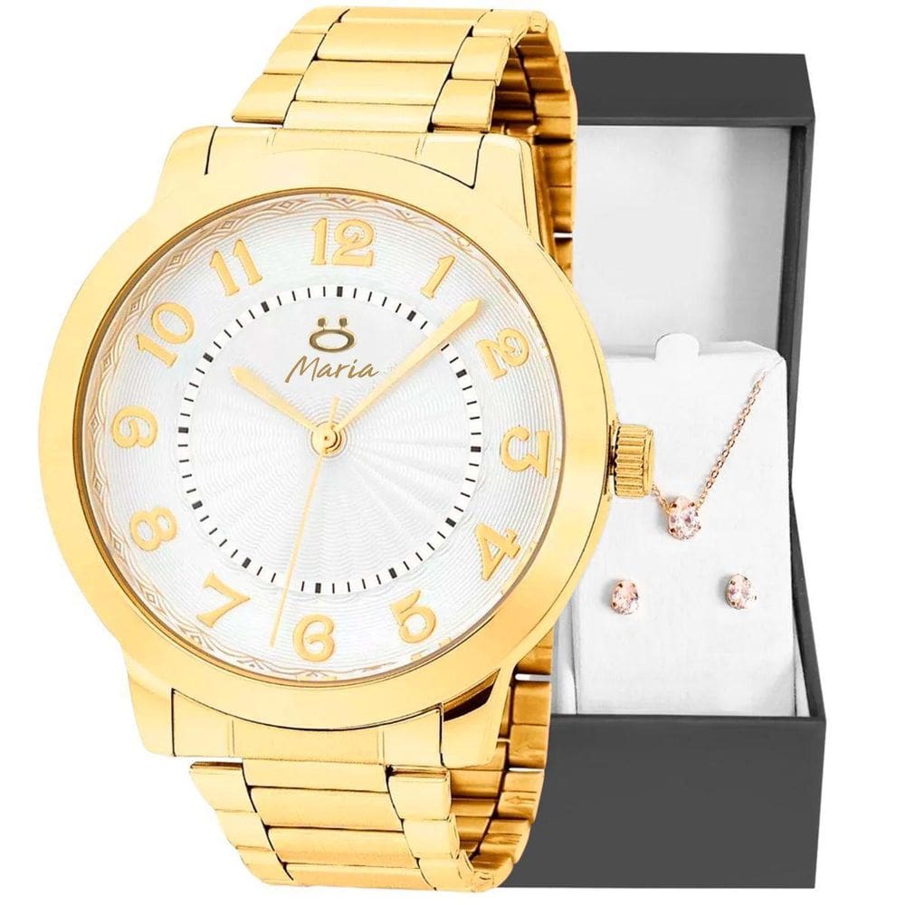Relogio Feminino Dourado Inox Aço + Caixa Qualidade Premium