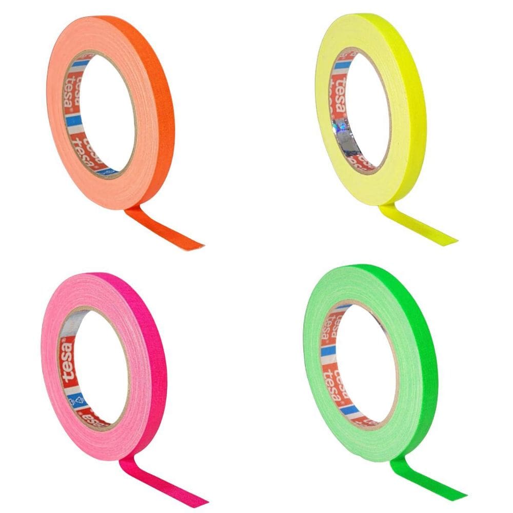 Kit 4 Fitas Tecido Gaffer Tesa 12Mm X 25M Cores Fluorescente