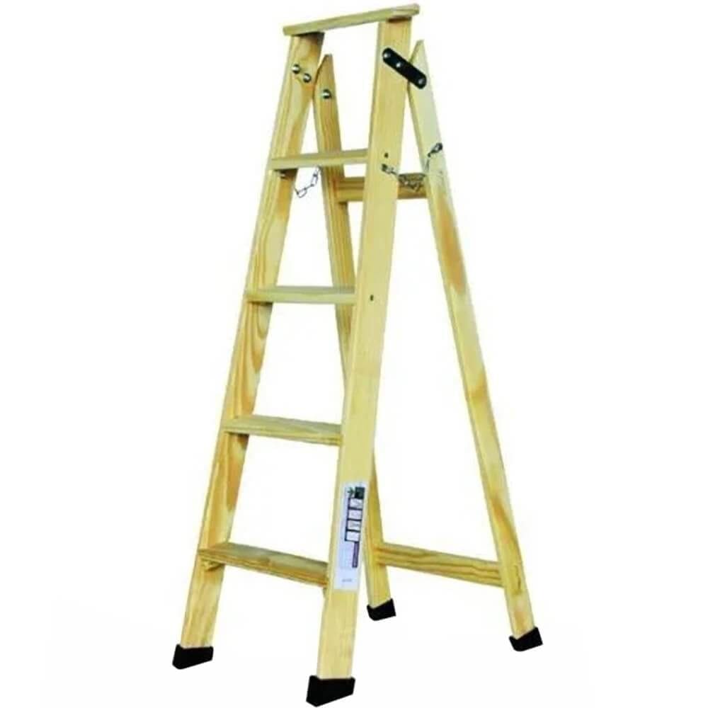 Escada de Madeira Americana com Sapata 6 Degraus - 36 - ESCADAS SEGURANÇA