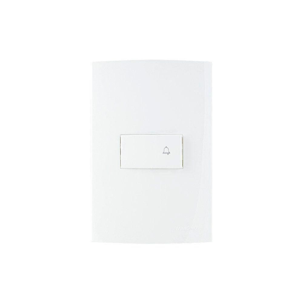 Interruptor Pulsador Para Campainha Margirius Sleek 10a Com Placa 4x2 Branco