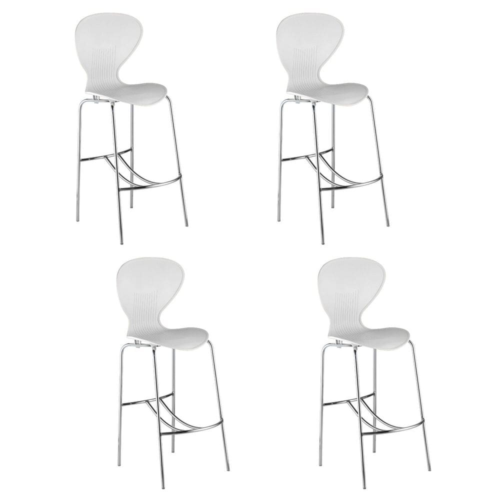 Conjunto 4 Banquetas Alta com Encosto Flash Branco