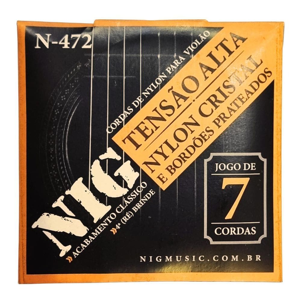 Encordoamento Violão Nylon 7 Cordas Cristal Pesada N472 NIG