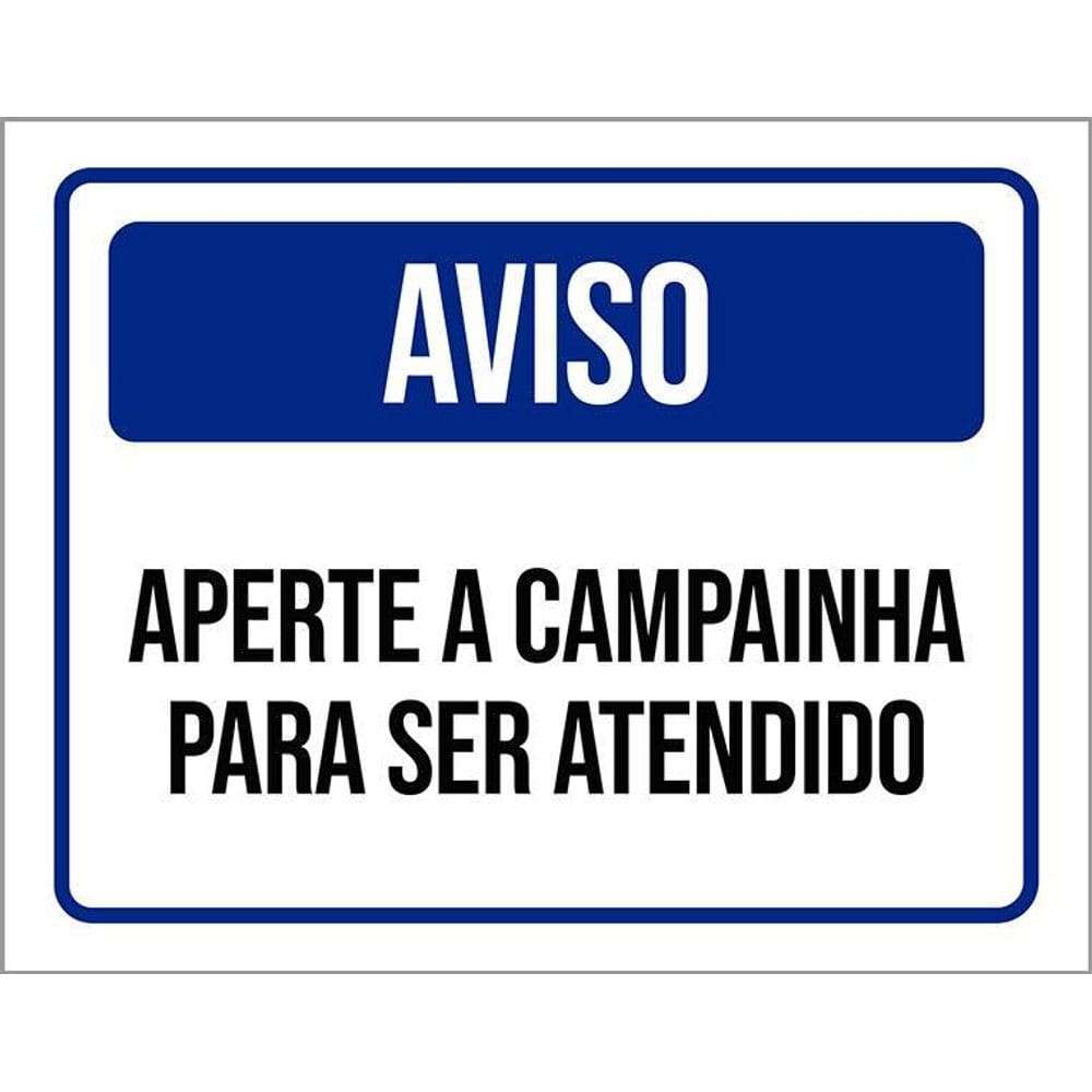 Placa De Sinalização - Aviso Aperte A Campainha 36X46