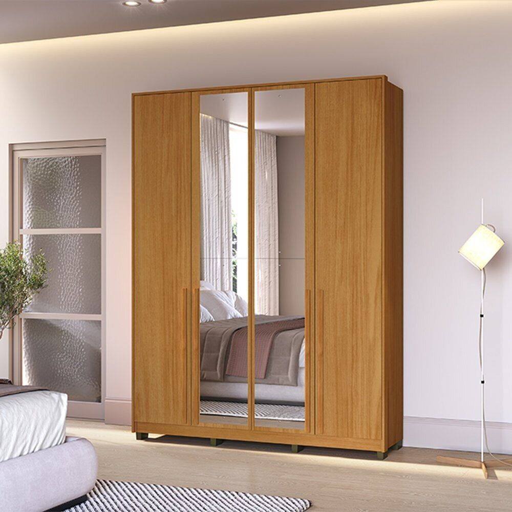 Guarda-roupa com Espelho 4 Portas Órion Marrom