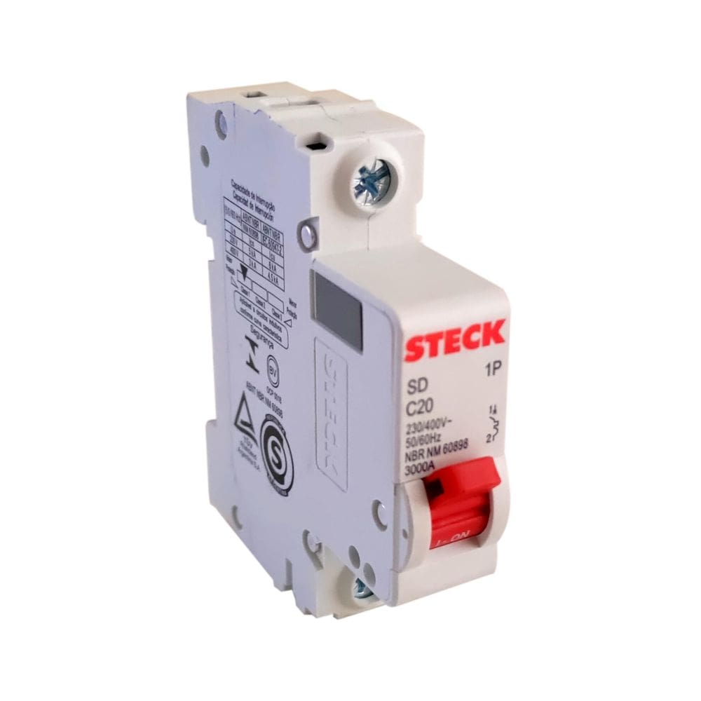 Disjuntor 20 Amperes Din Unipolar Monopolar Steck