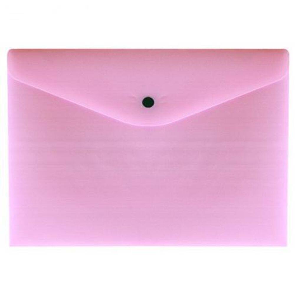 Envelope Plástico Com Botão A4 Linho Serena Rosa Pastel