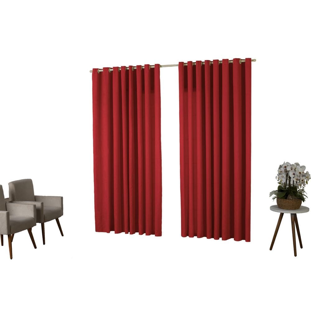 Cortina 3,00X2,50 Oxford Quarto Sala Porta Vermelho