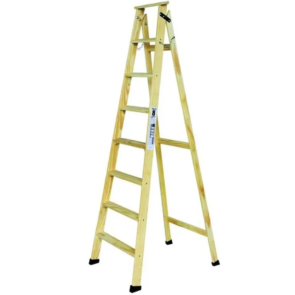 Escada de Madeira Americana com Sapata 8 Degraus - 38 - ESCADAS SEGURANÇA