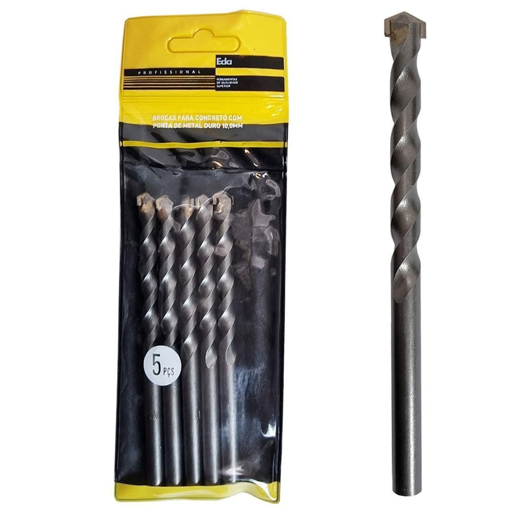Brocas 10mm Vídea Concreto Metal Duro Eda - Kit 5 unid.